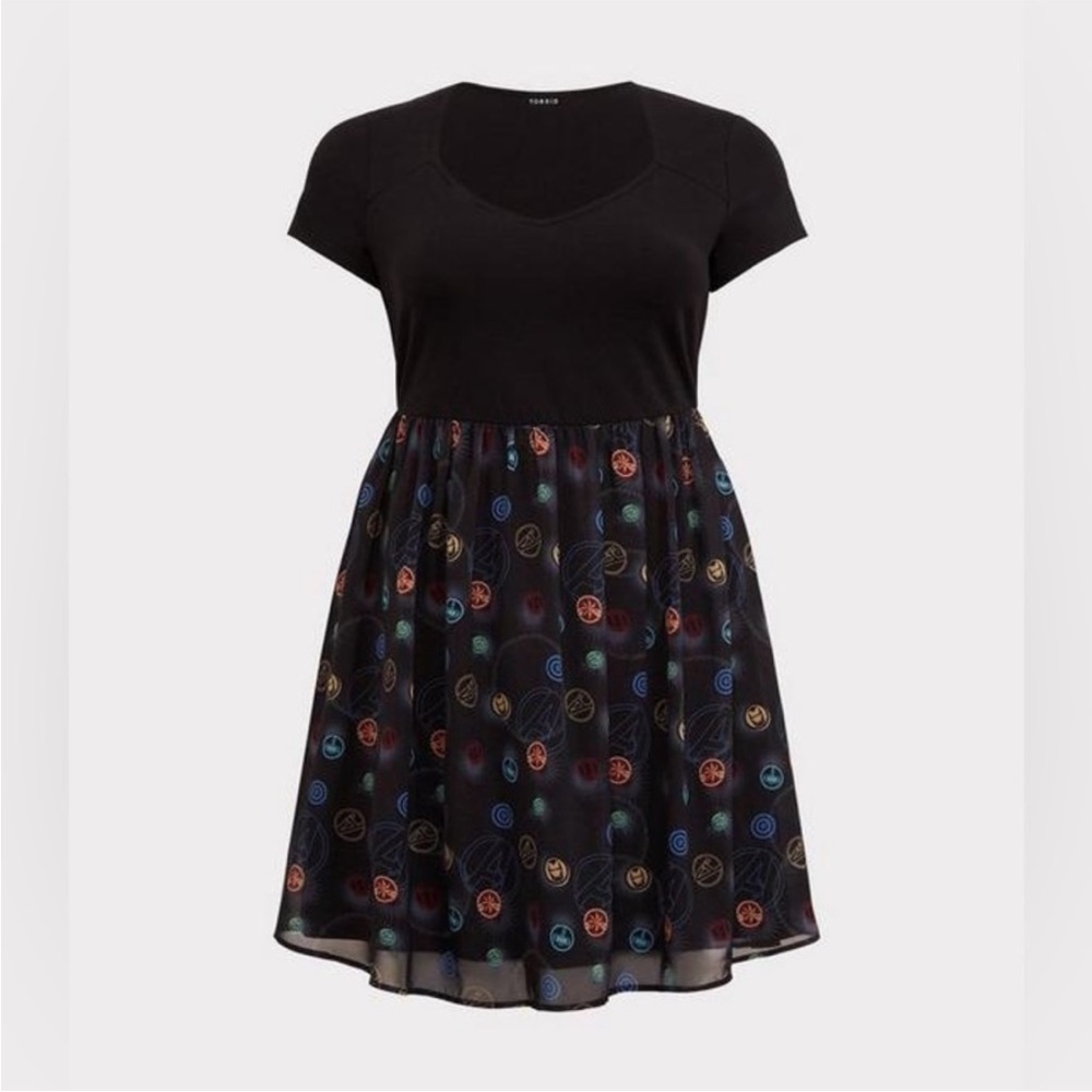 Torrid Black Midi Sundress with Scoop Neck and Short Sleeves